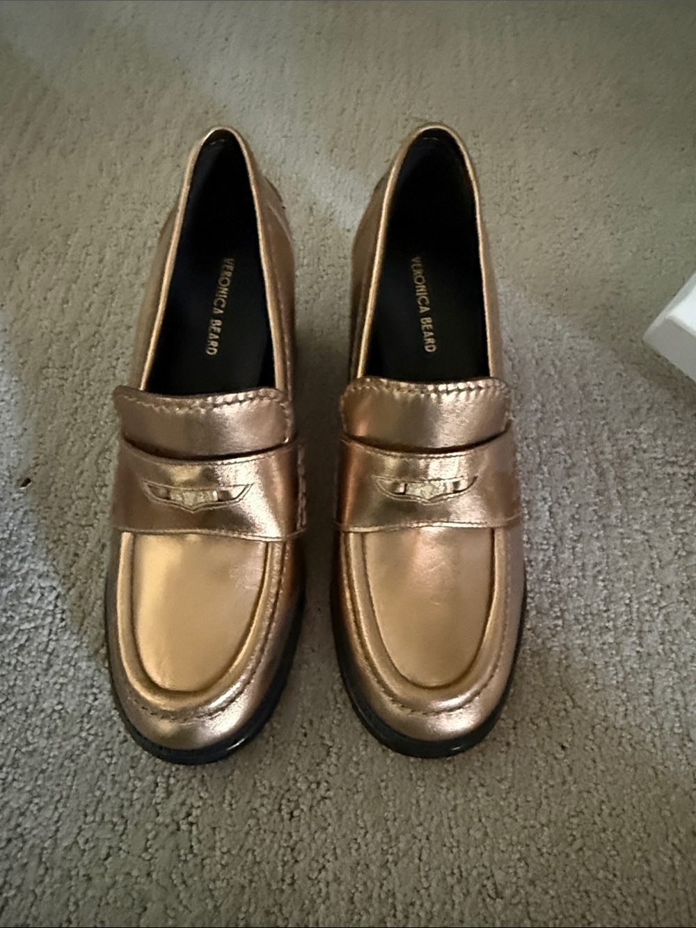 Veronica Beard Metallic Bronze Penny Loafer